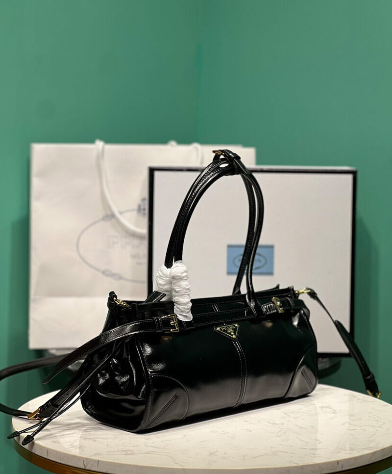Prada Medium Leather Handbag 1BA426 Black